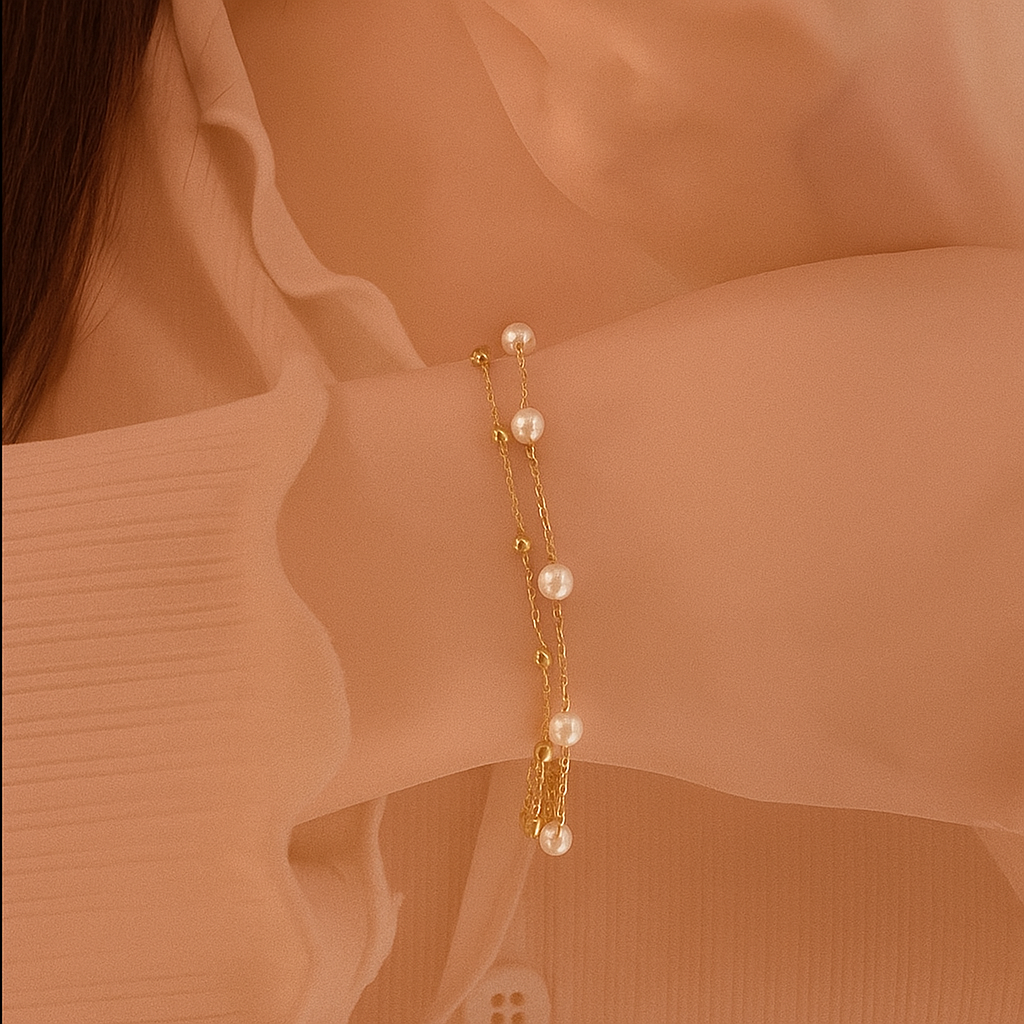 Double-Layer Faux Pearl Bracelet – Elegant & Timeless Design