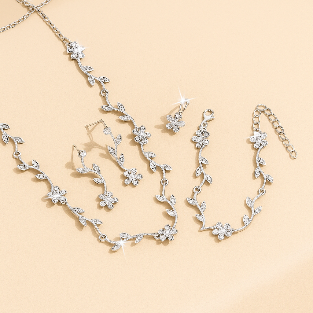 Elegant 3-Piece Luxury Jewelry Set – Necklace, Earrings & Ring