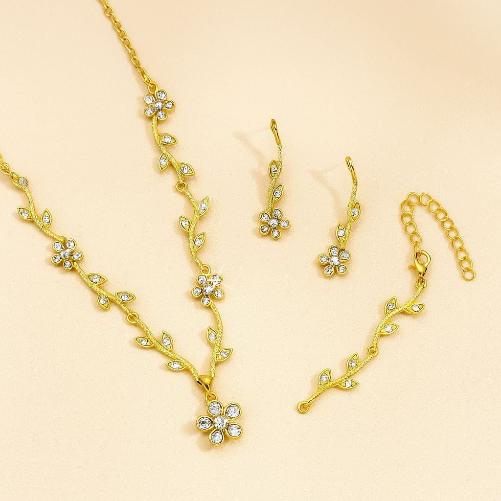 Elegant 3-Piece Luxury Jewelry Set – Necklace, Earrings & Ring