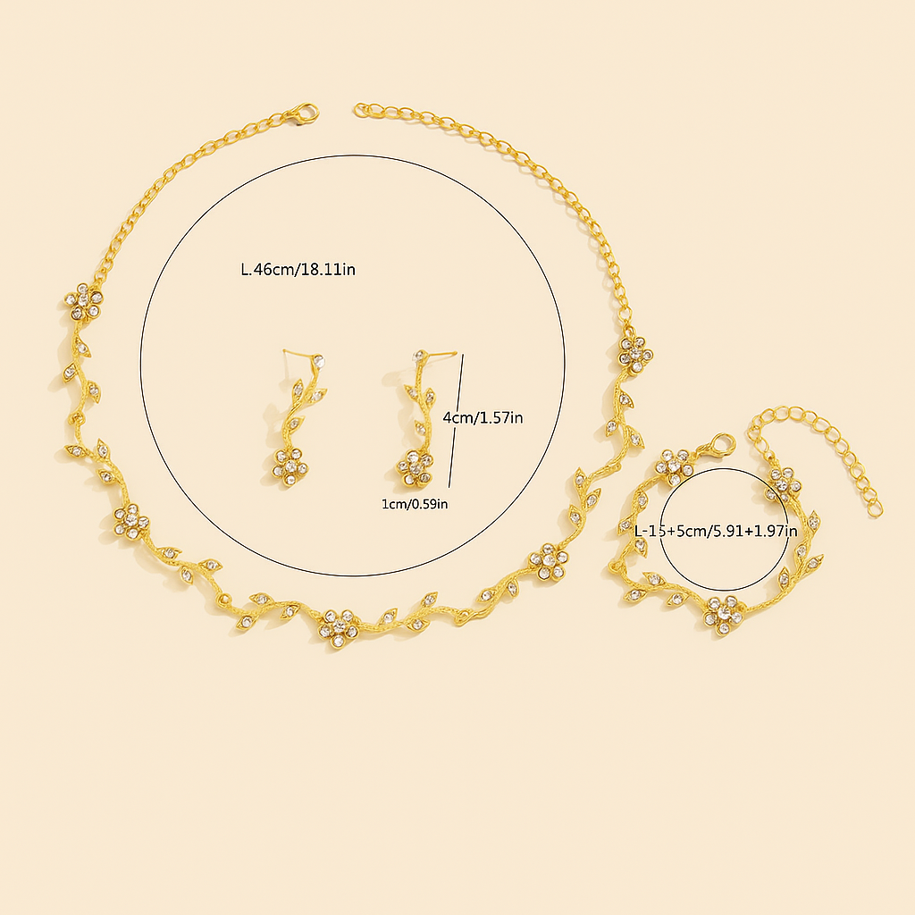 Elegant 3-Piece Luxury Jewelry Set – Necklace, Earrings & Ring