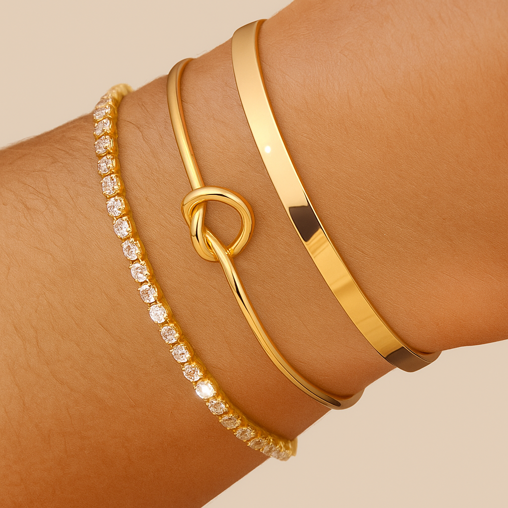 Layered Bohemian Bracelet Set – Heart Charms & Sparkling Zirconia