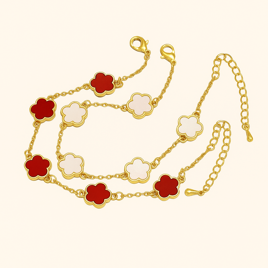 Delicate Flower Chain Bracelet Set – Colorful & Lightweight