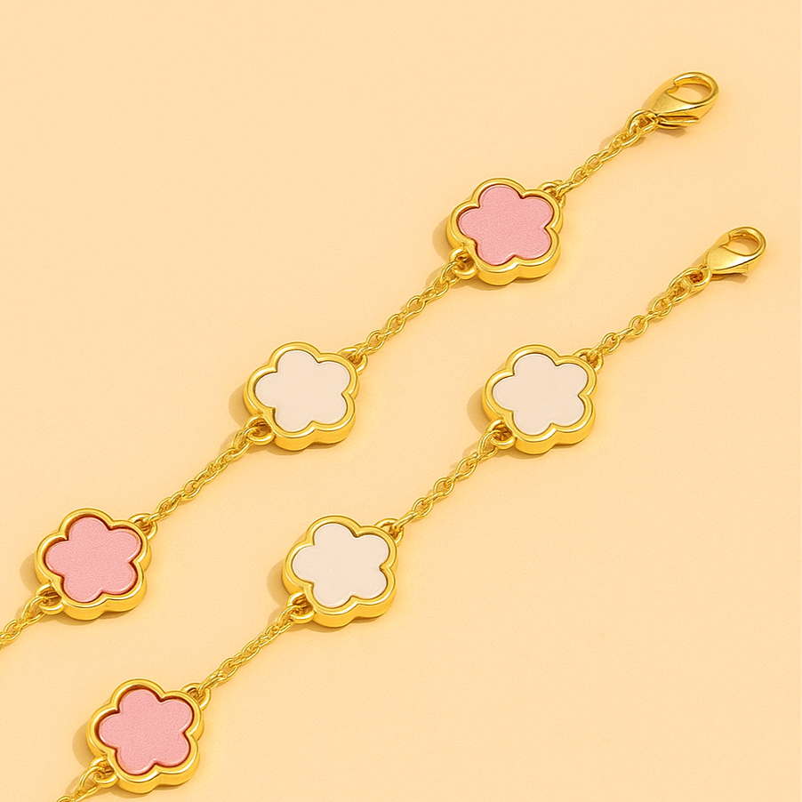 Delicate Flower Chain Bracelet Set – Colorful & Lightweight