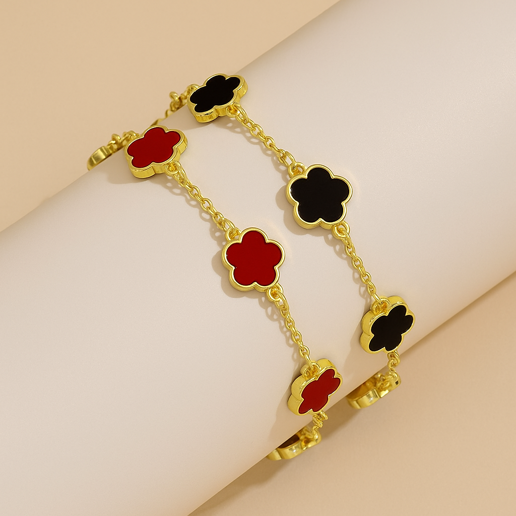 Delicate Flower Chain Bracelet Set – Colorful & Lightweight