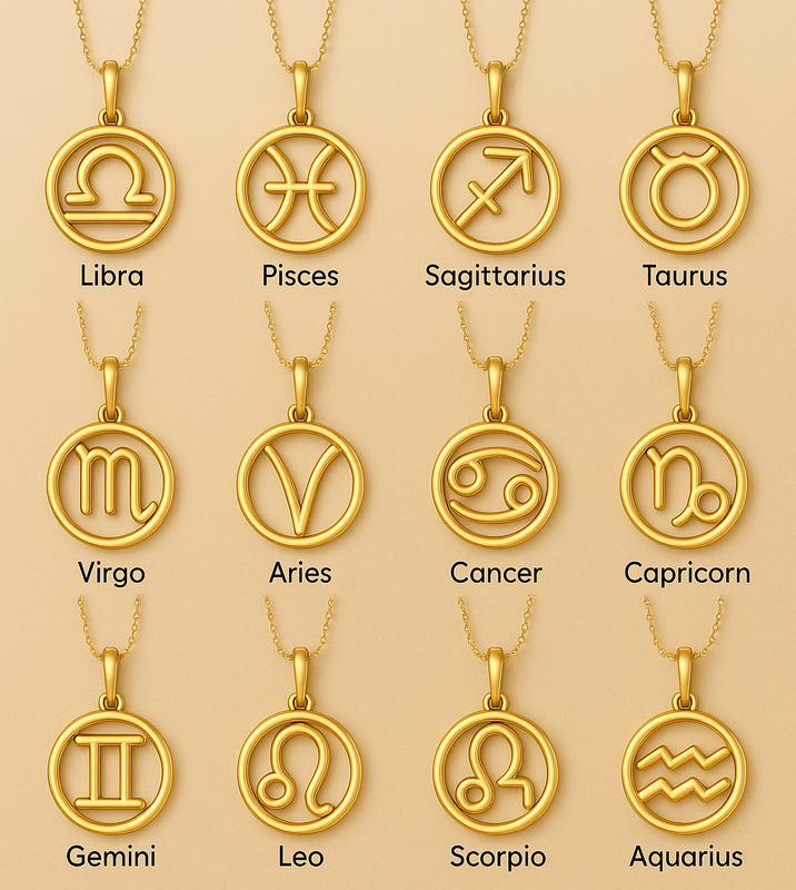 Celestial Zodiac Pendant in 18k Gold