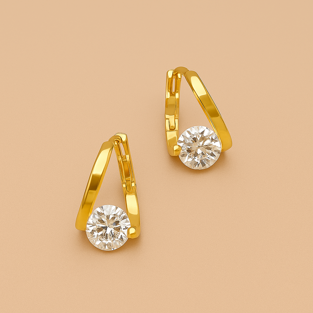 Elegant Gold Plated Zirconia Stud Earrings for Women