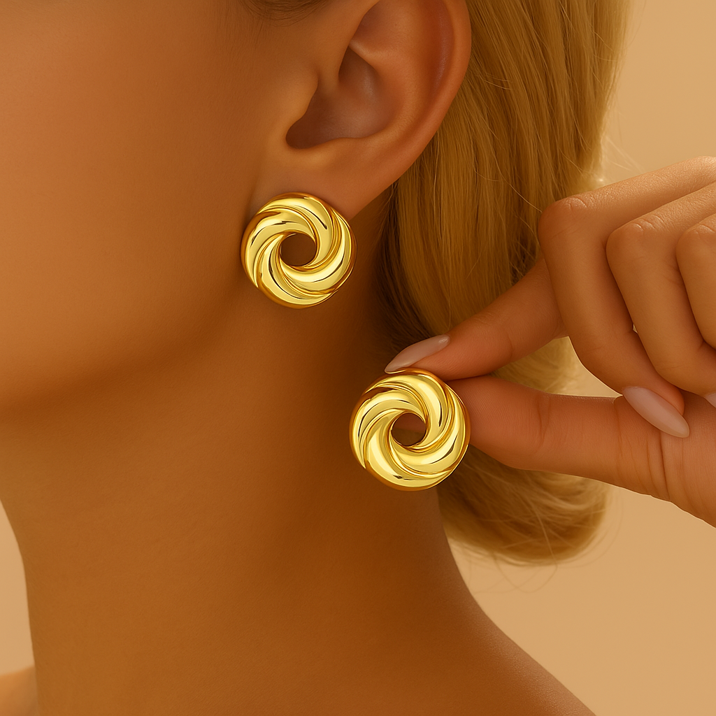 Gold Spiral Earrings - Gothic Punk Style