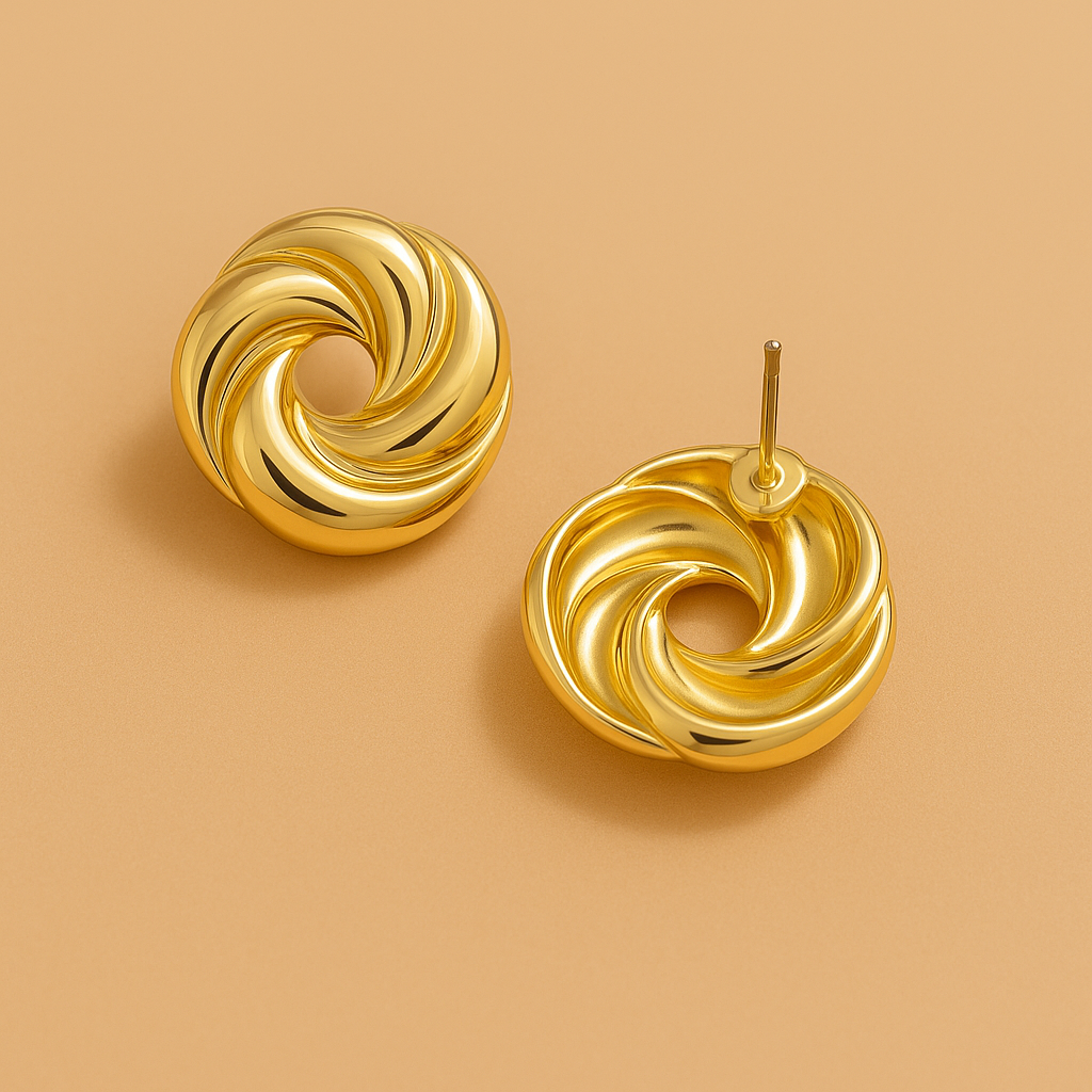 Gold Spiral Earrings - Gothic Punk Style
