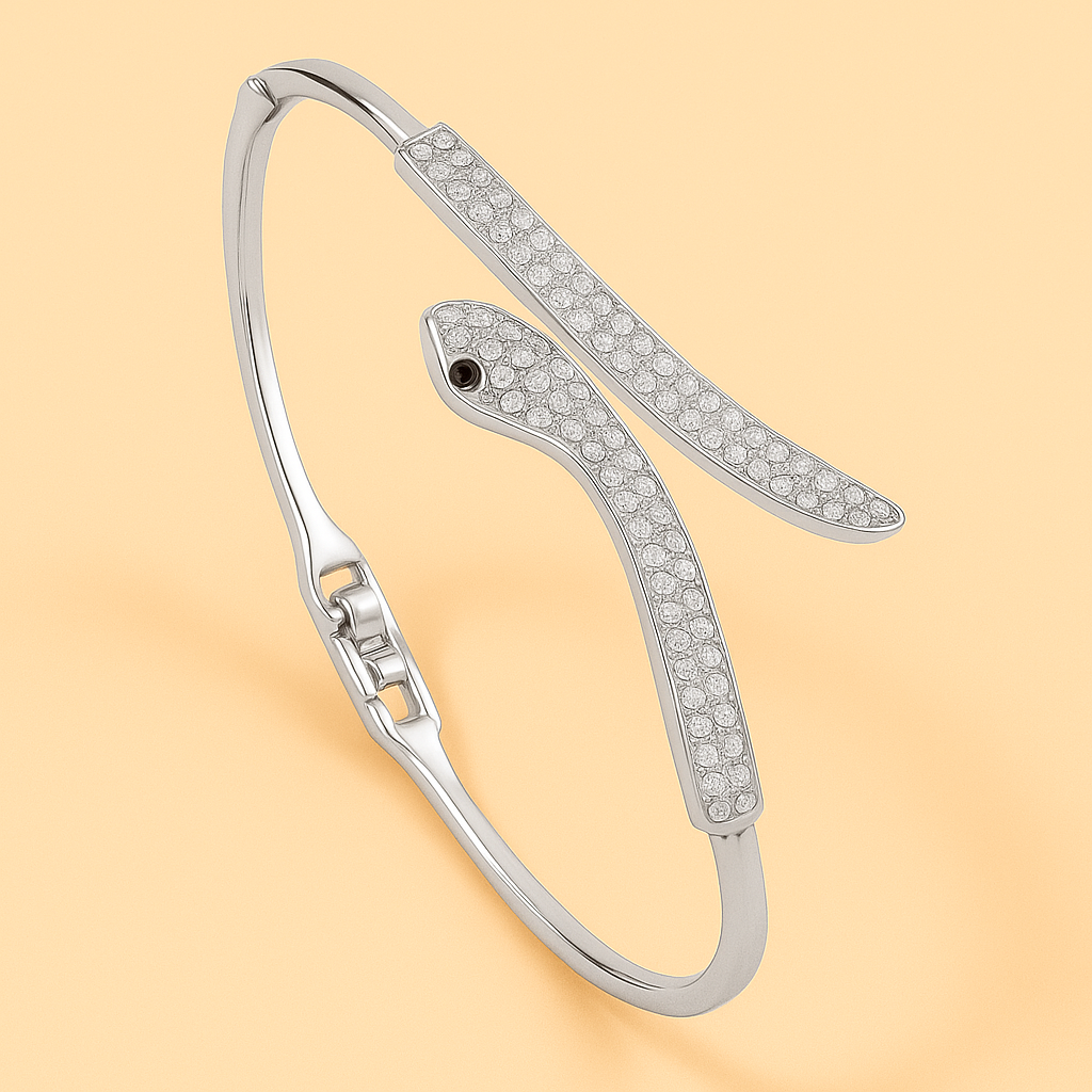 Hip Hop Snake Bracelet with Shimmering Rhinestones