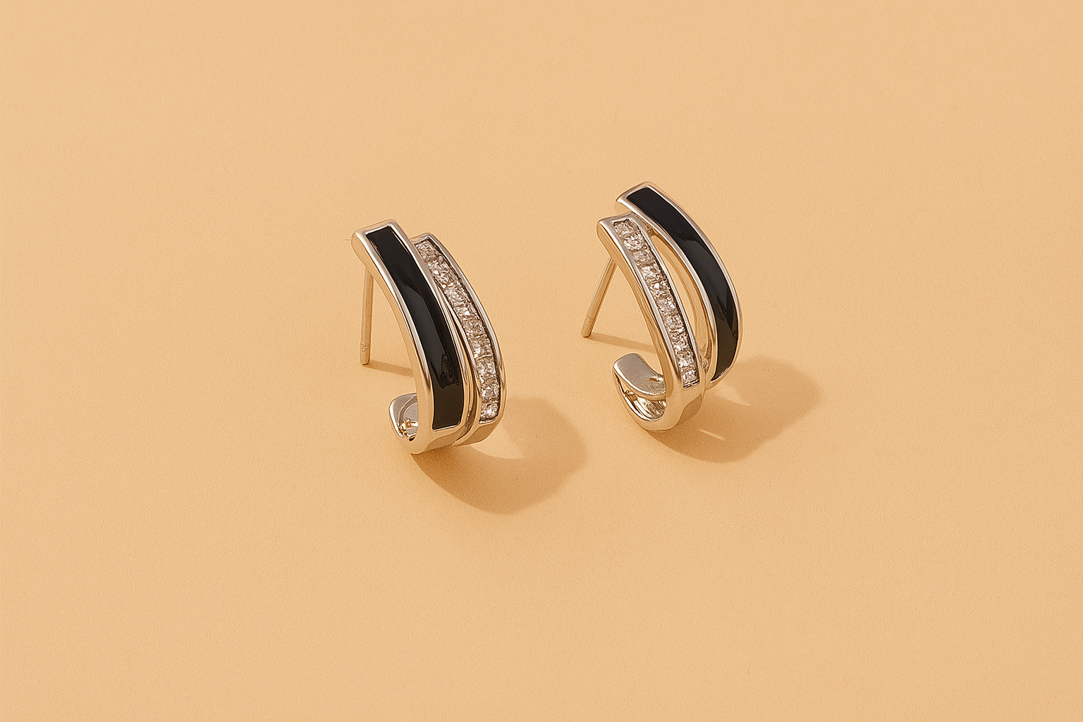 Elegant double layer C-shaped gold earrings