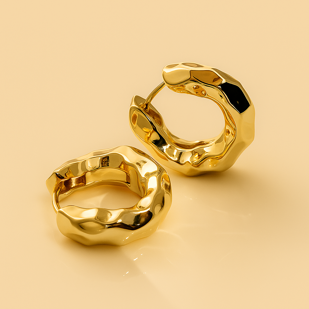 Elegant pleated mini hoop earrings in copper