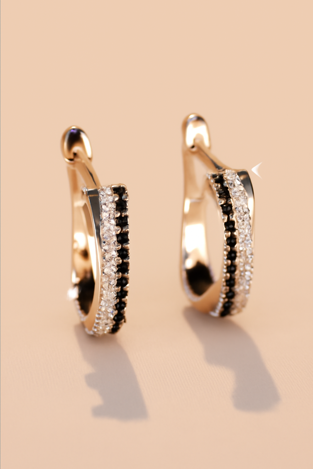 Elegant Black White Cross Drop Earrings