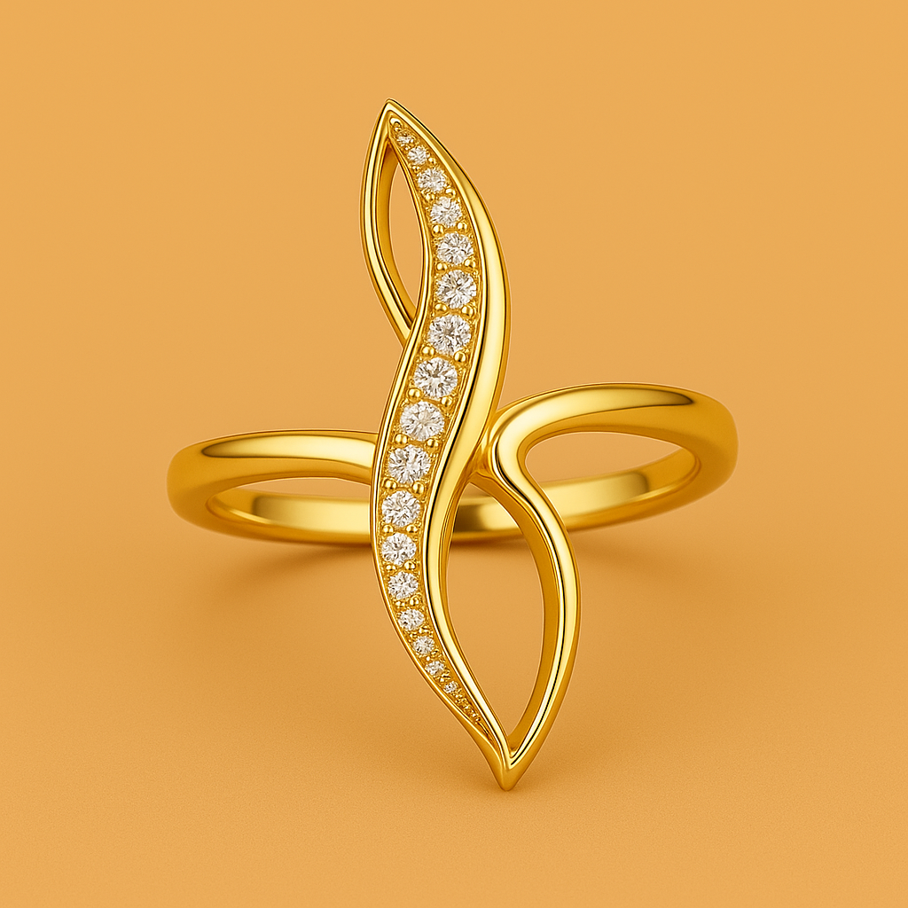 Chic gold-tone ring with dazzling zirconia accent