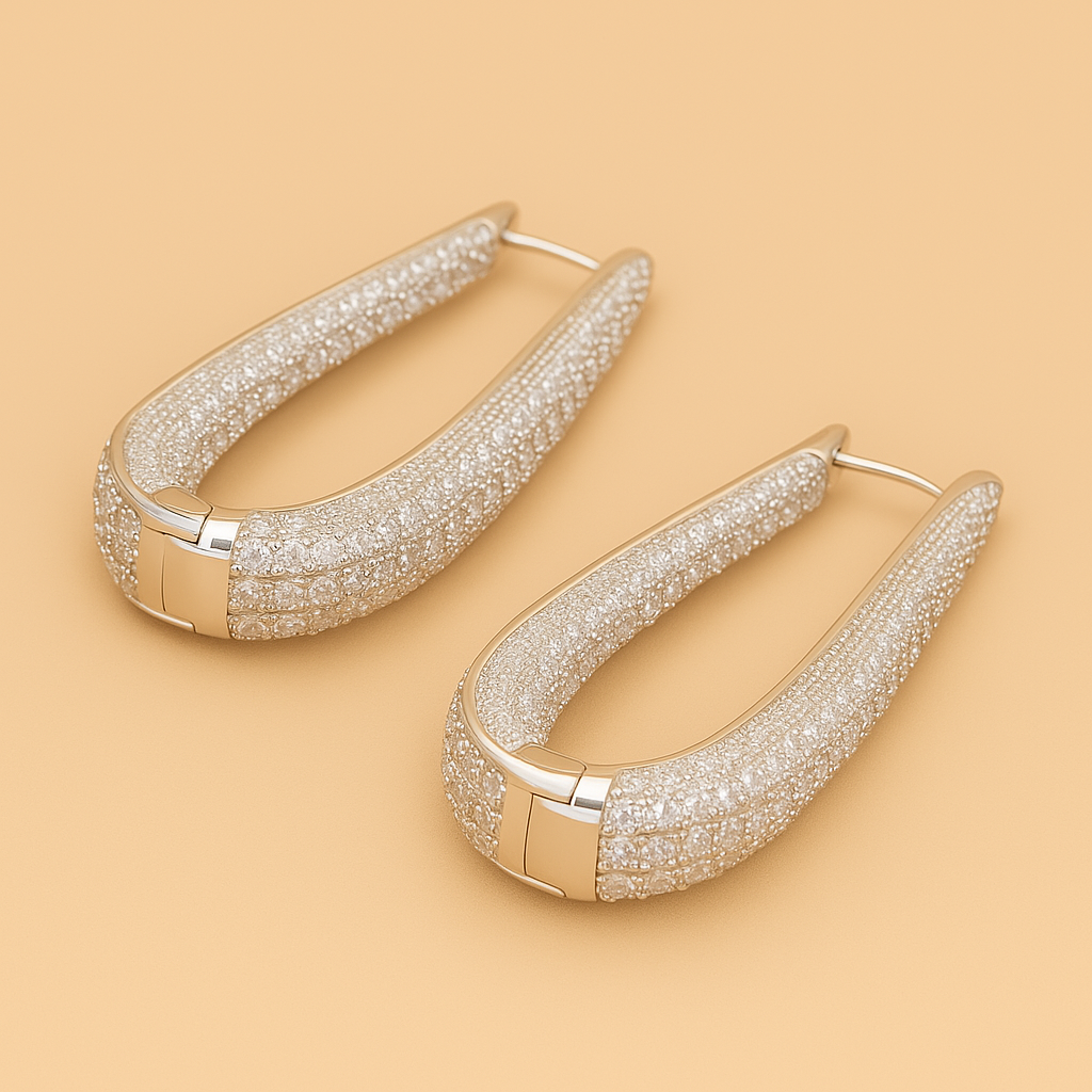 Dazzling crystal inspired creoles - synthetic zirconia elegance