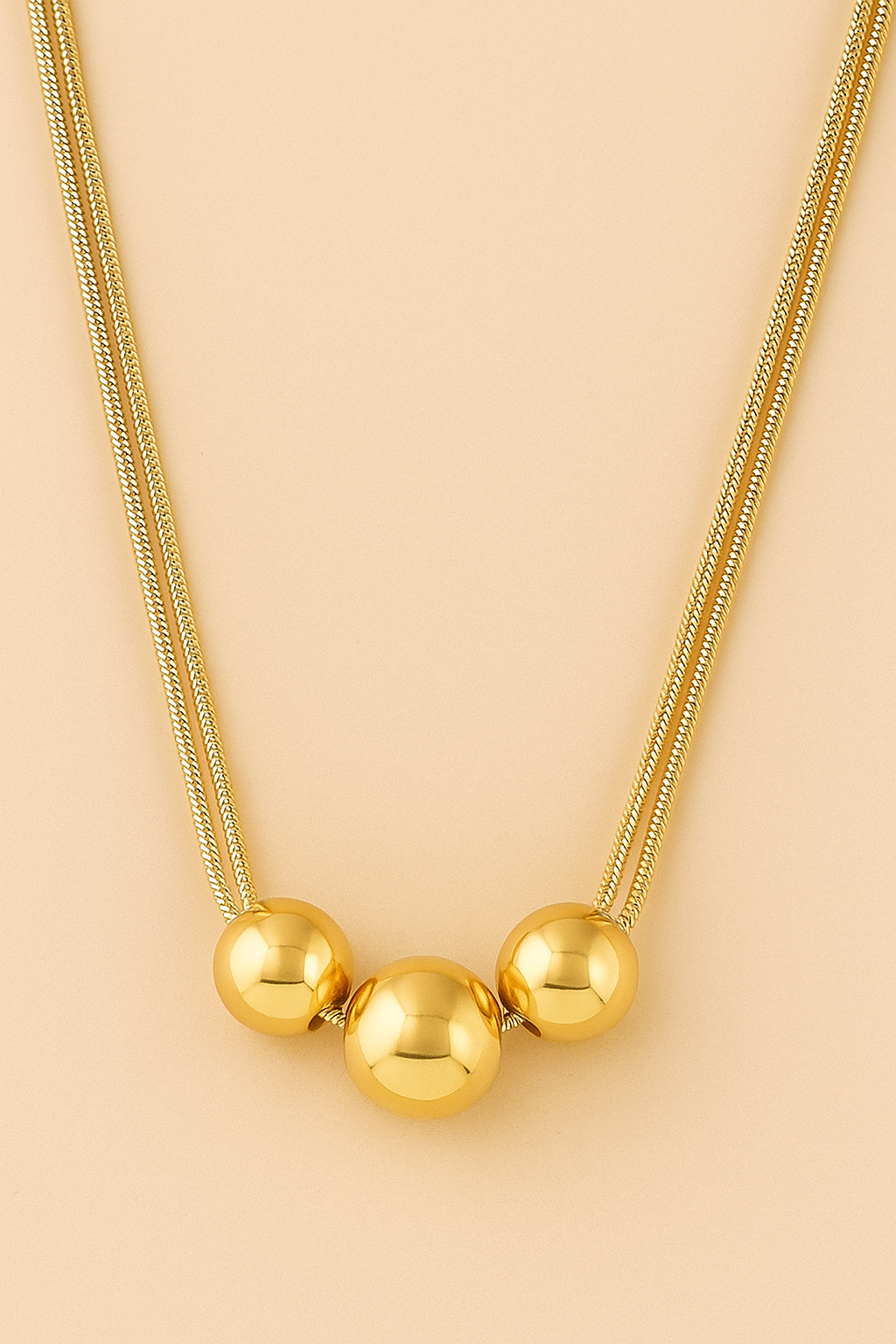 Fine Layered Beaded Necklace - Delicate Keybone Look