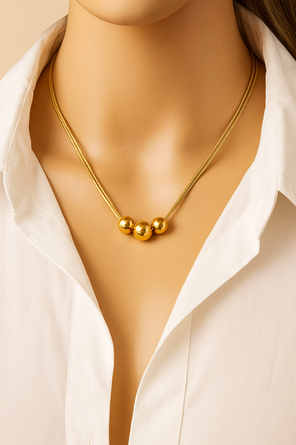 Fine Layered Beaded Necklace - Delicate Keybone Look