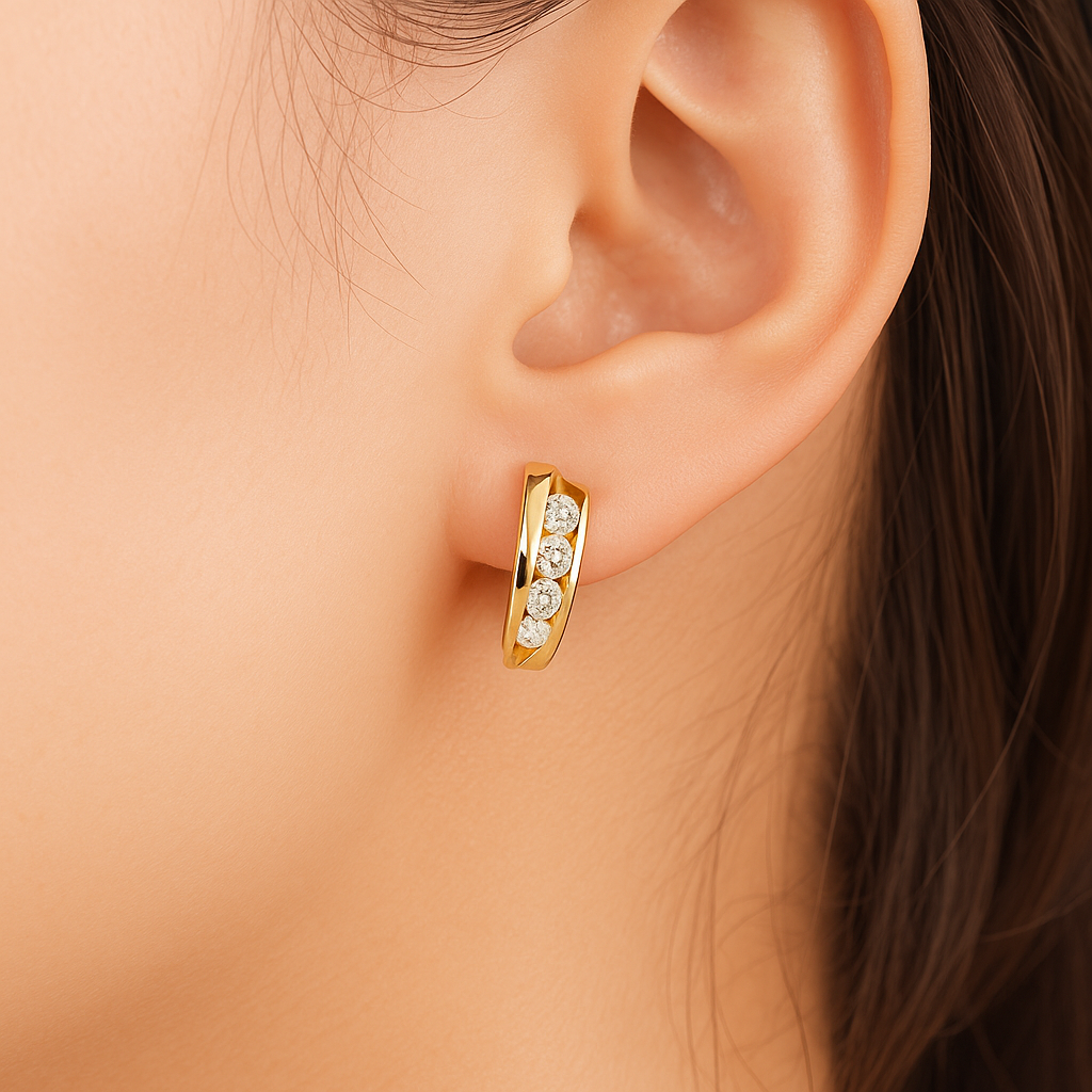 Luxurious hoop earrings inlaid with zirconia