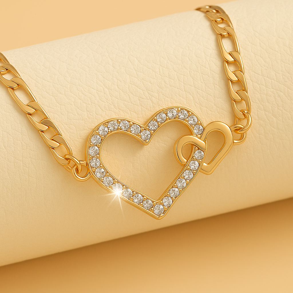 Trendy Double Heart Necklace | Gold Plated for Women
