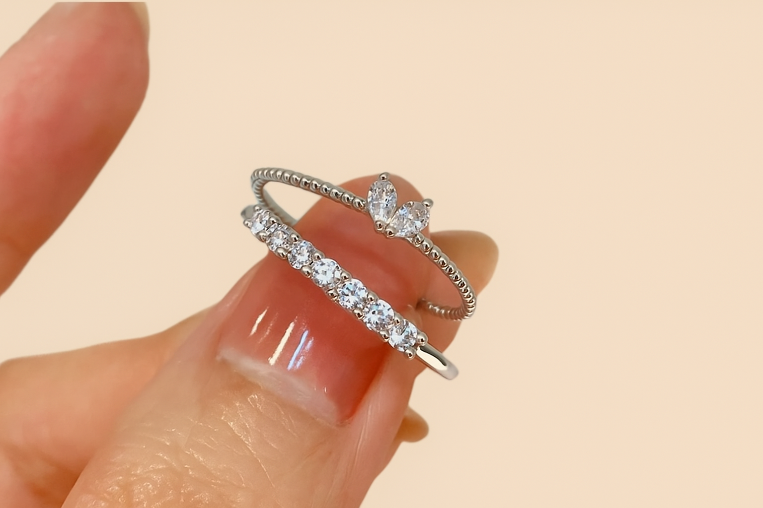 Romantic heart ring set - 2pcs adjustable