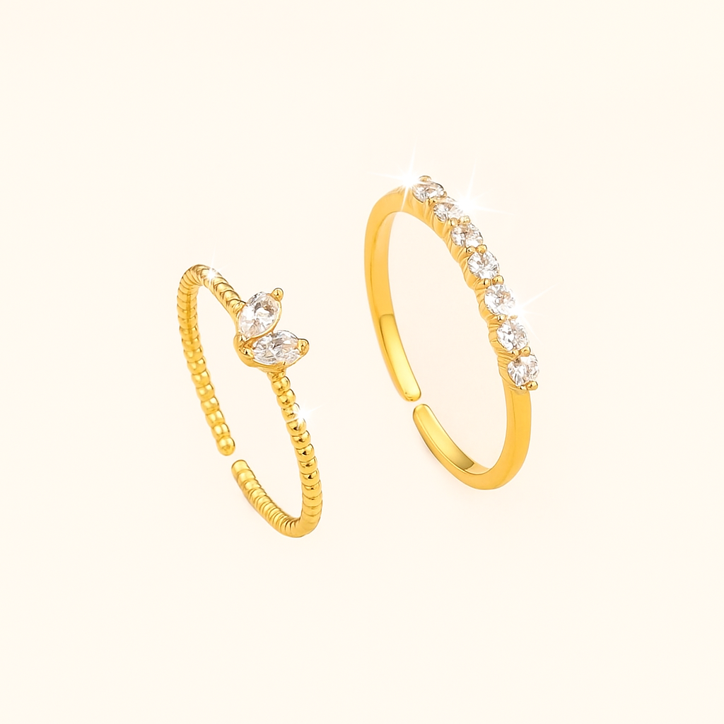 Romantic heart ring set - 2pcs adjustable