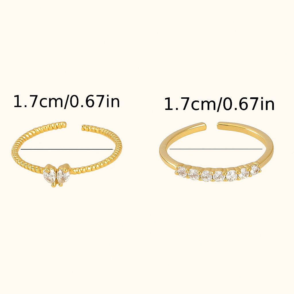 Romantic heart ring set - 2pcs adjustable