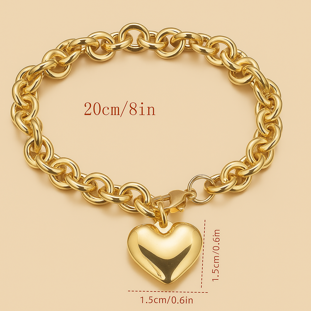 Chic Heart Pendant Bracelet - Gold Touch
