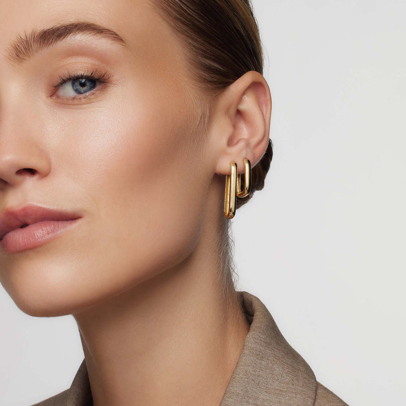 Large Icon Hoop Earrings in 18k Gold