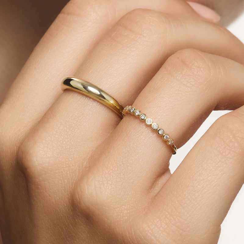 Diamond-Accented Bubble Ring in 14k Gold