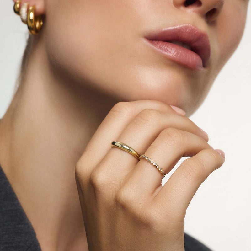 Diamond-Accented Bubble Ring in 14k Gold