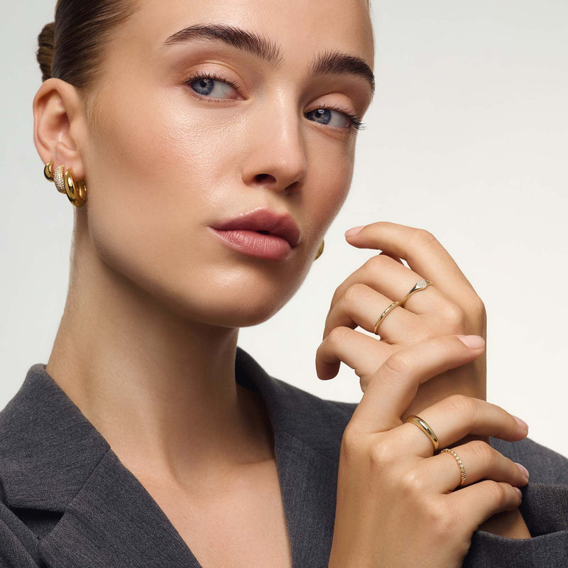 Diamond-Accented Bubble Ring in 14k Gold