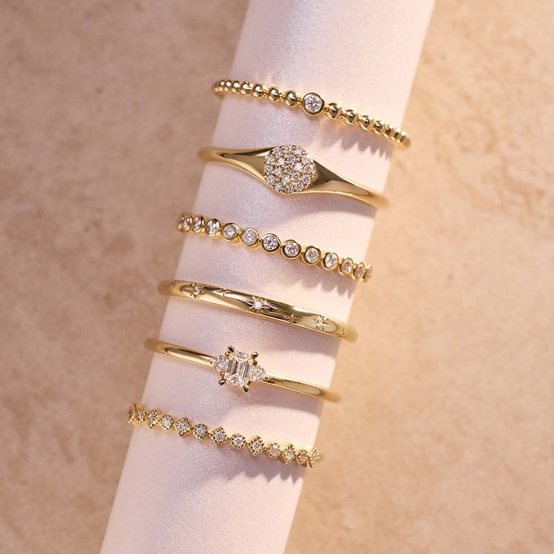 Diamond-Accented Bubble Ring in 14k Gold