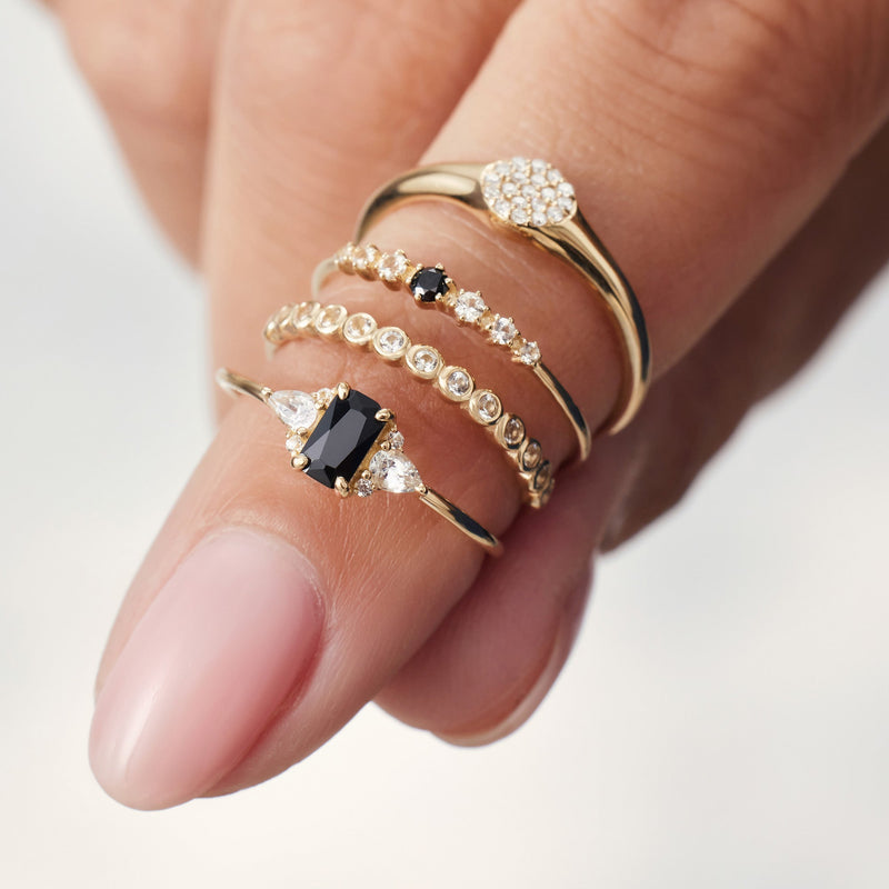 Diamond-Accented Bubble Ring in 14k Gold