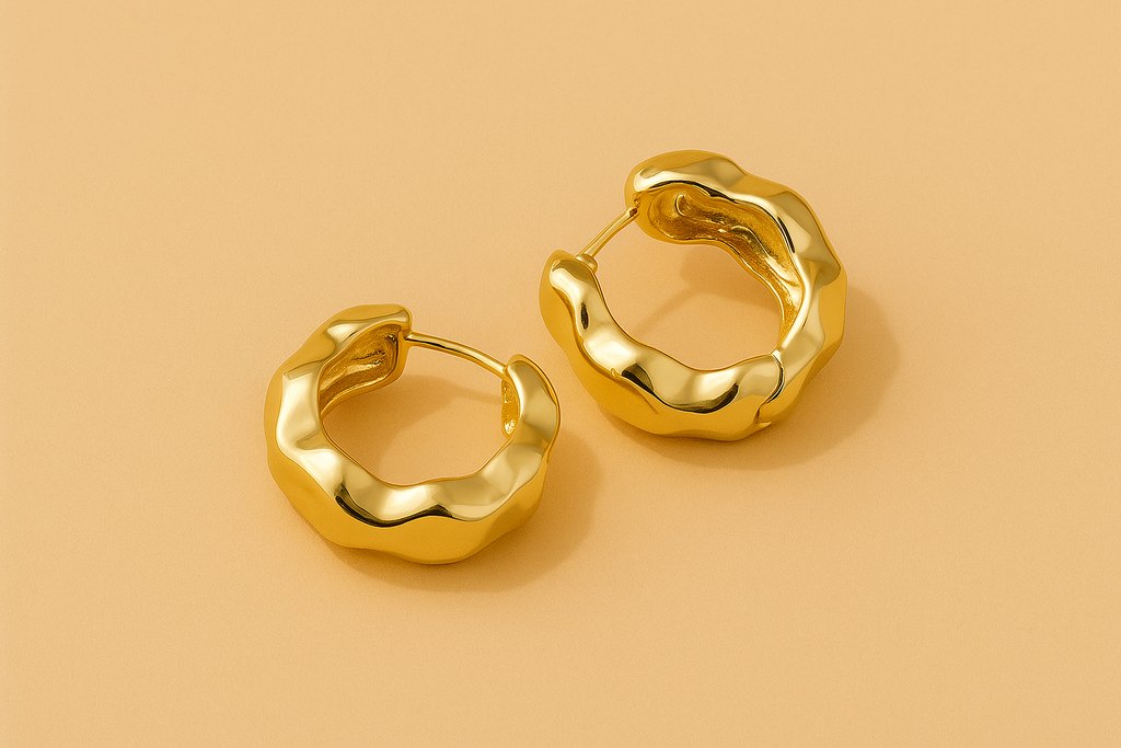 Elegant pleated mini hoop earrings in copper