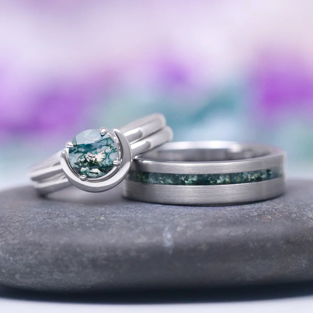 Crescent City engagement ring set in sterling silver