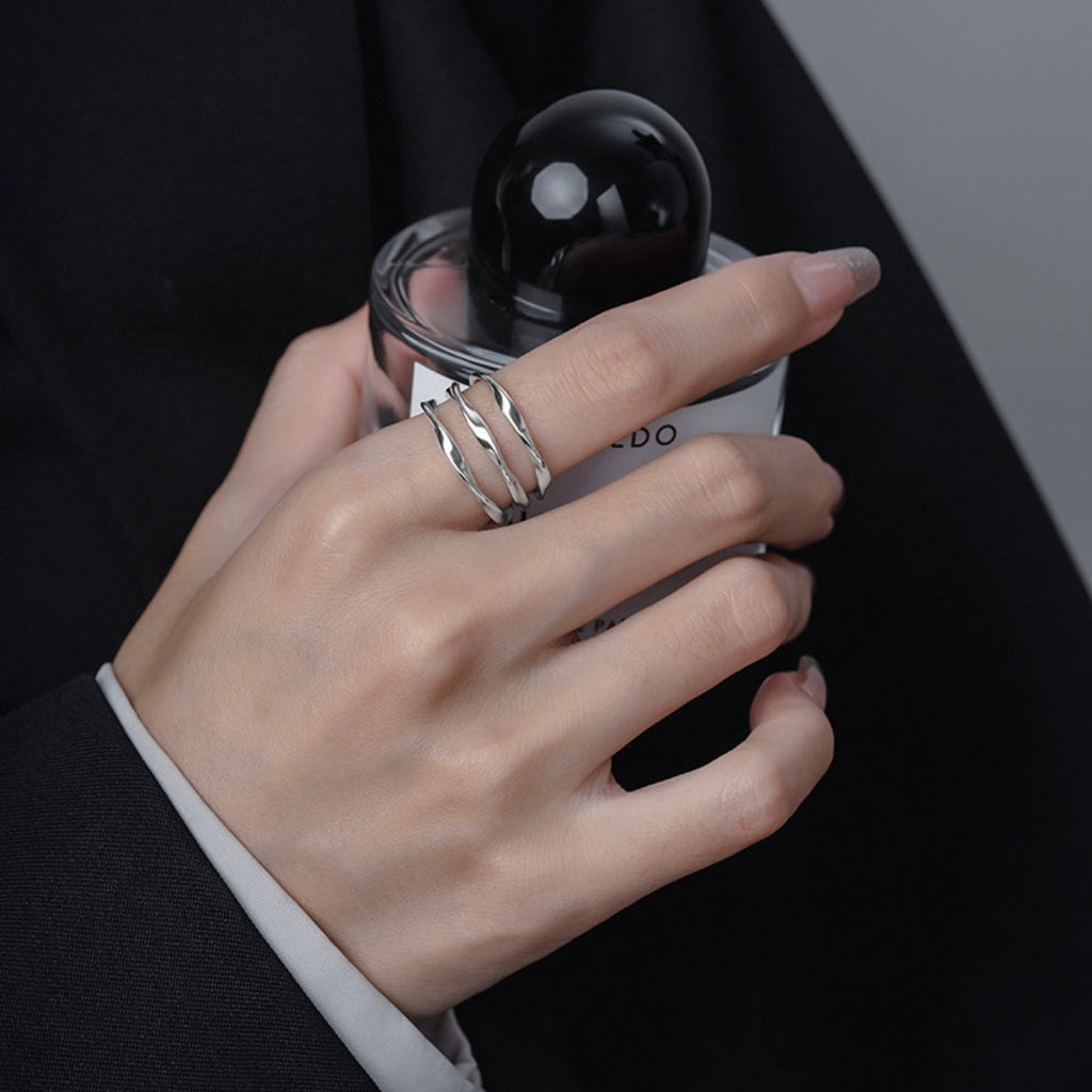 Sterling Silver Minimalist Triple Twist Line Ring