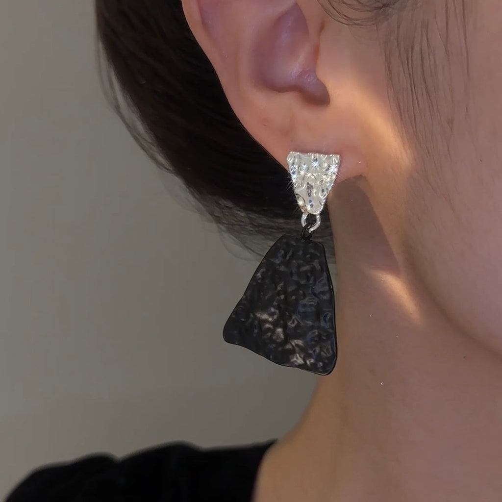 Black and white colour block earrings
