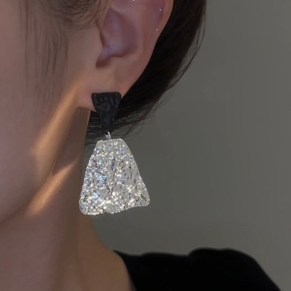 Black and white colour block earrings