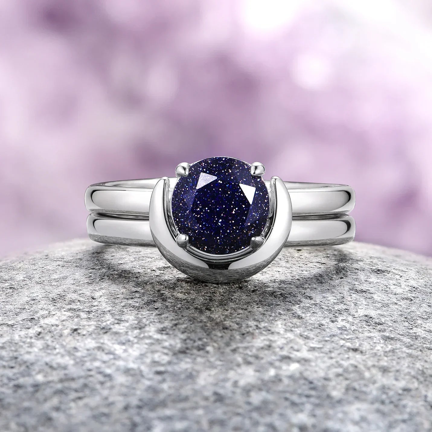 Crescent City engagement ring set in sterling silver