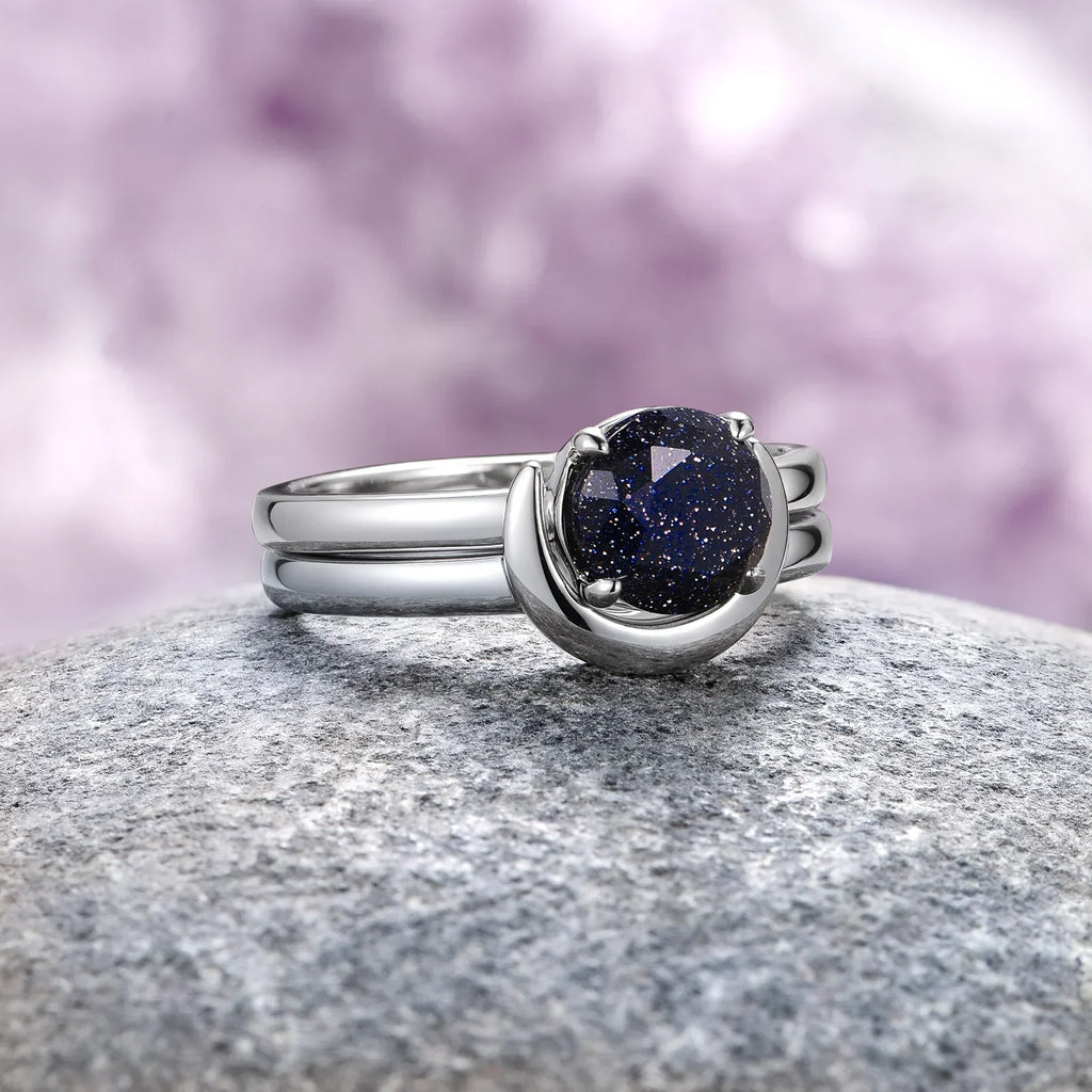 Crescent City engagement ring set in sterling silver