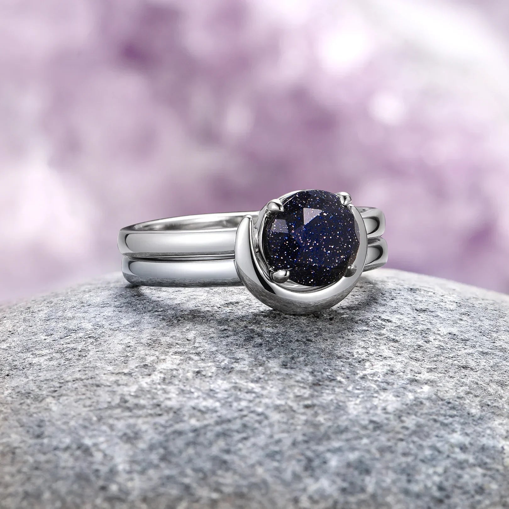 Crescent City engagement ring set in sterling silver