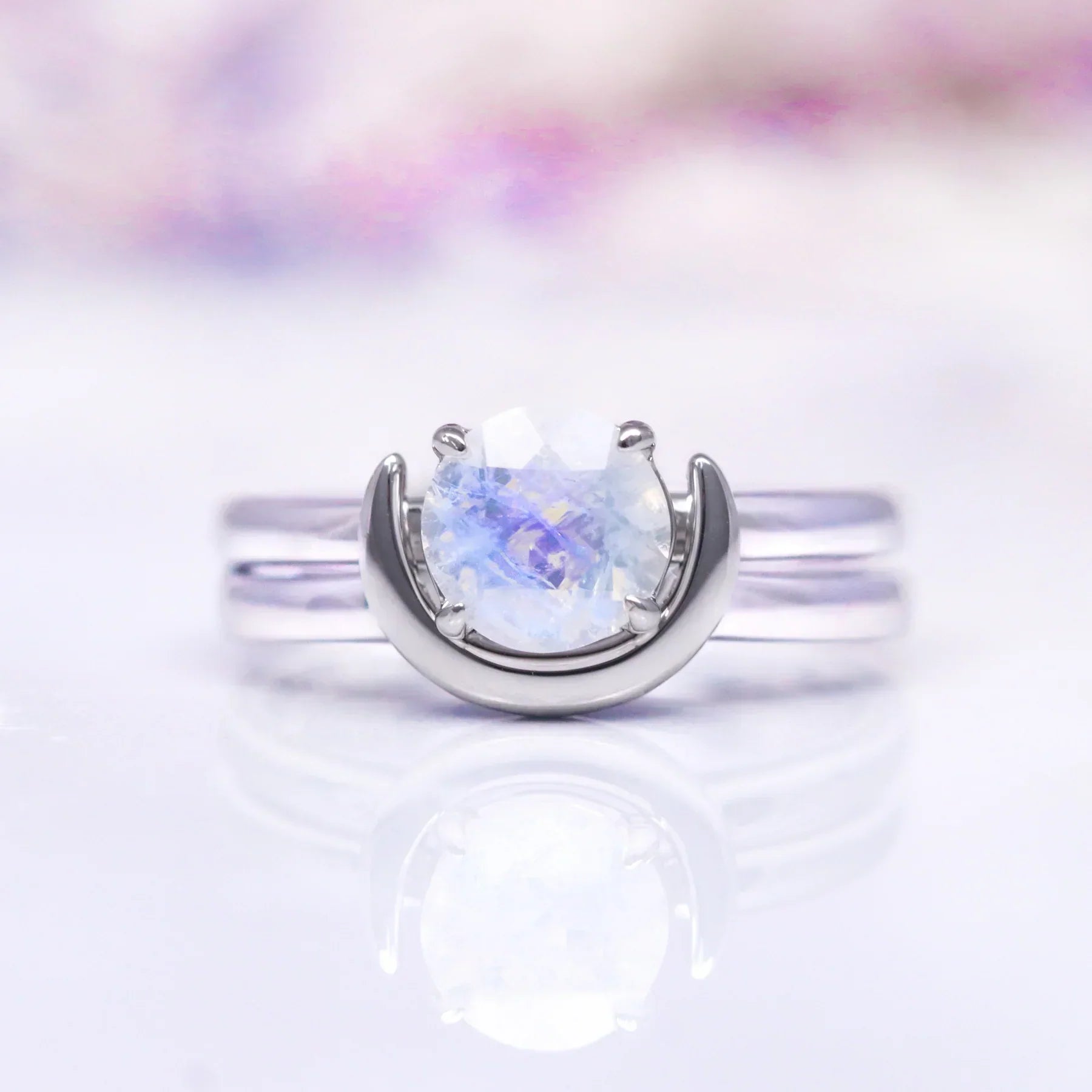 Crescent City engagement ring set in sterling silver