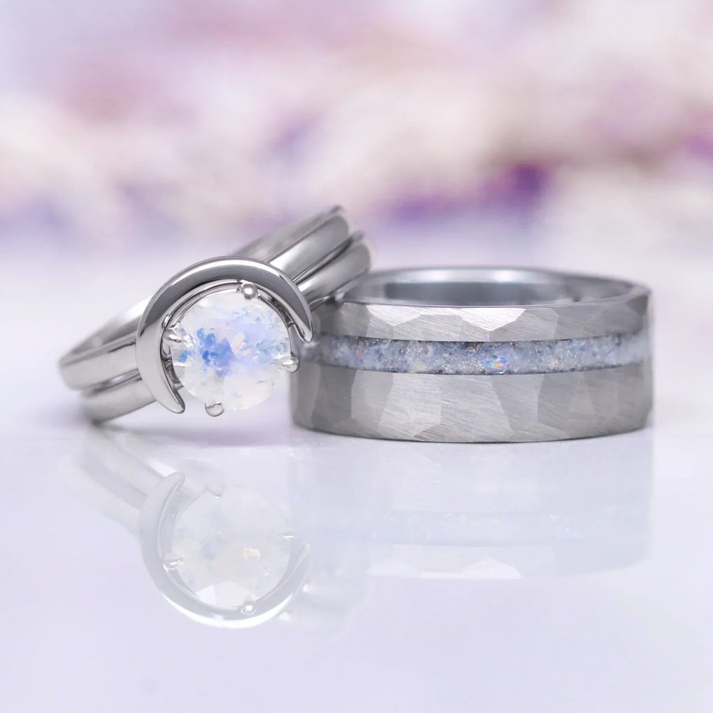 Crescent City engagement ring set in sterling silver