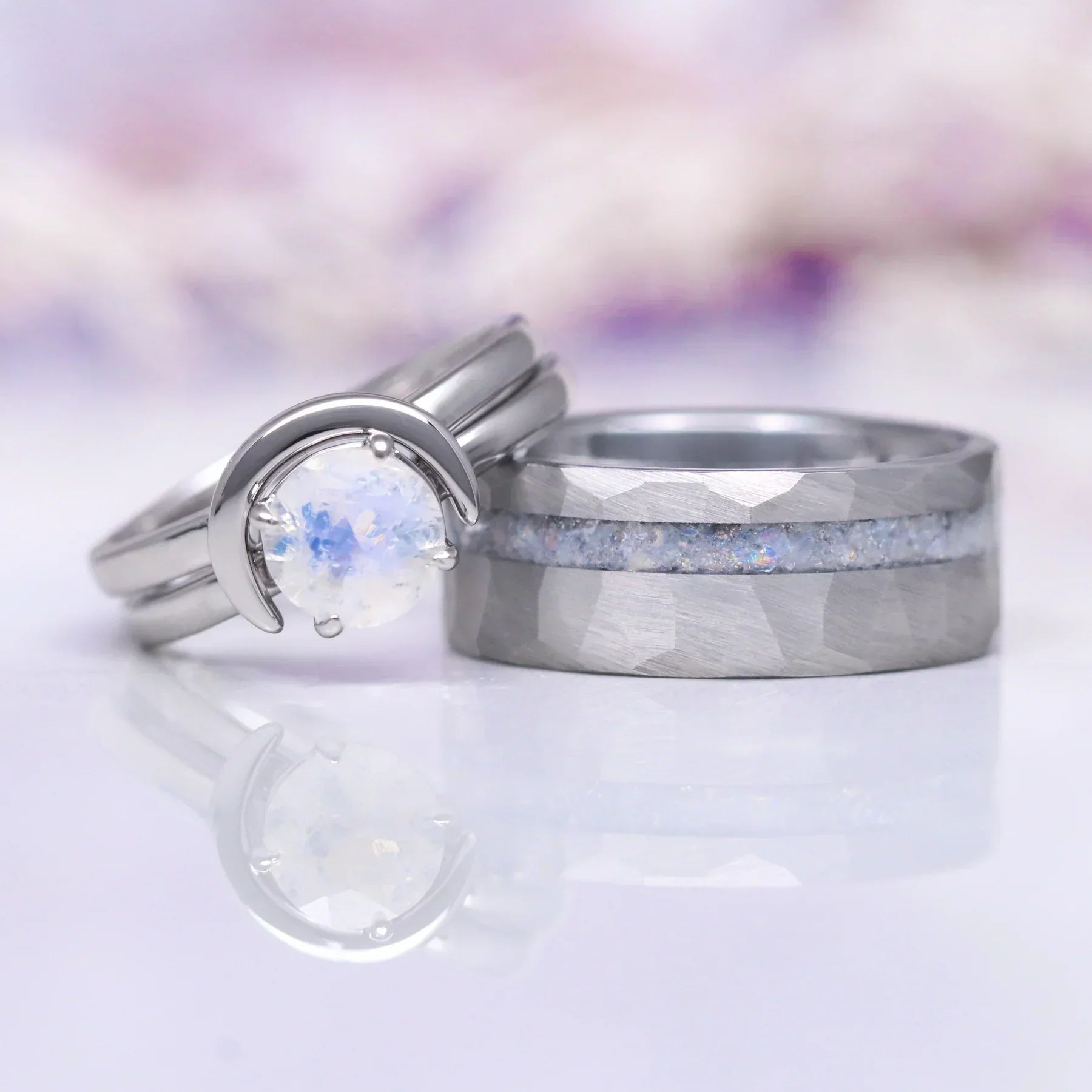Crescent City engagement ring set in sterling silver