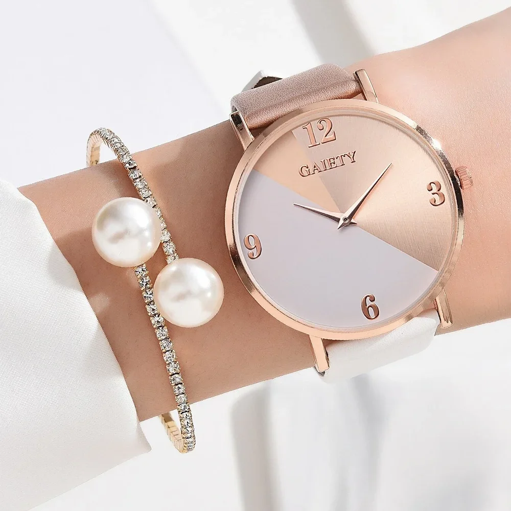 Women Watch Set - Colourful PU Leather Alloy Watch