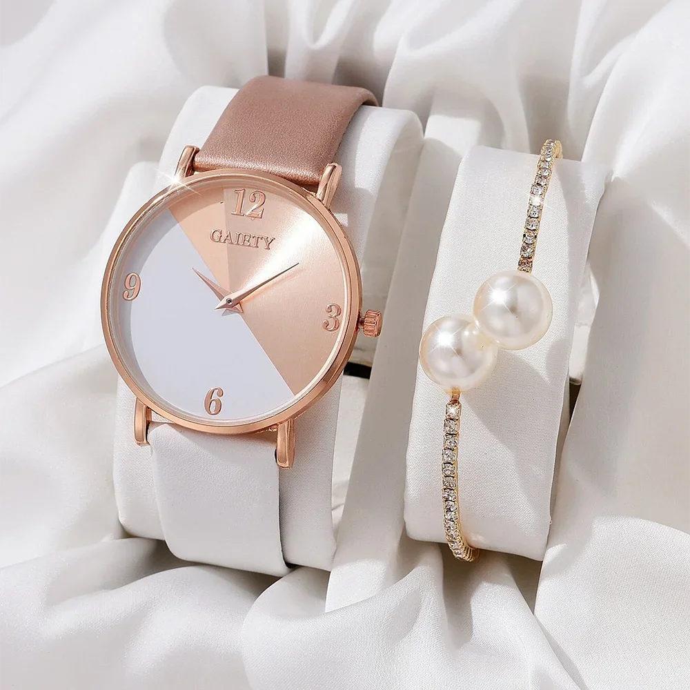 Women Watch Set - Colourful PU Leather Alloy Watch