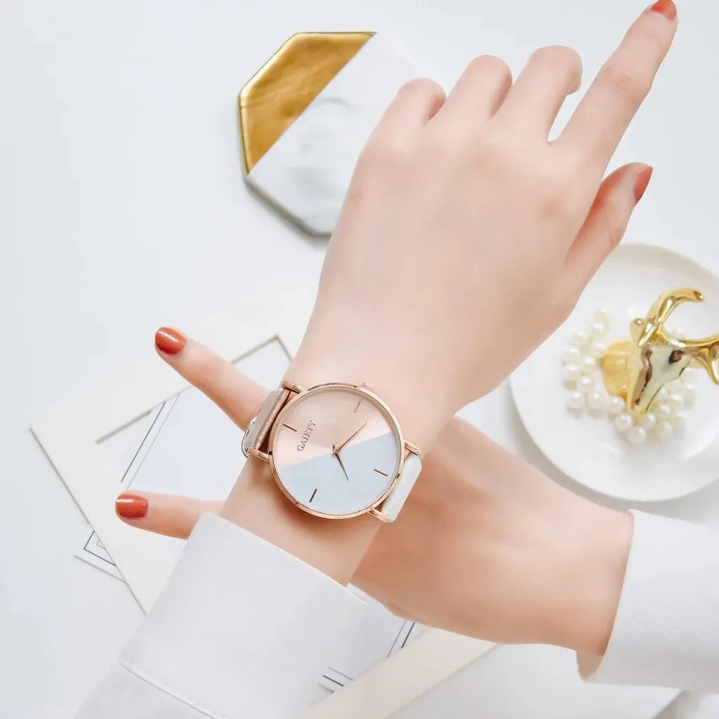 Women Watch Set - Colourful PU Leather Alloy Watch