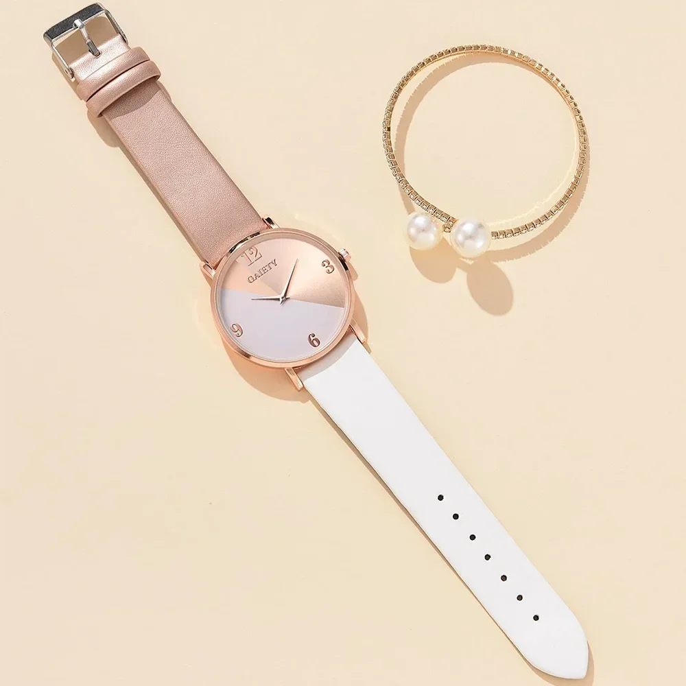 Women Watch Set - Colourful PU Leather Alloy Watch