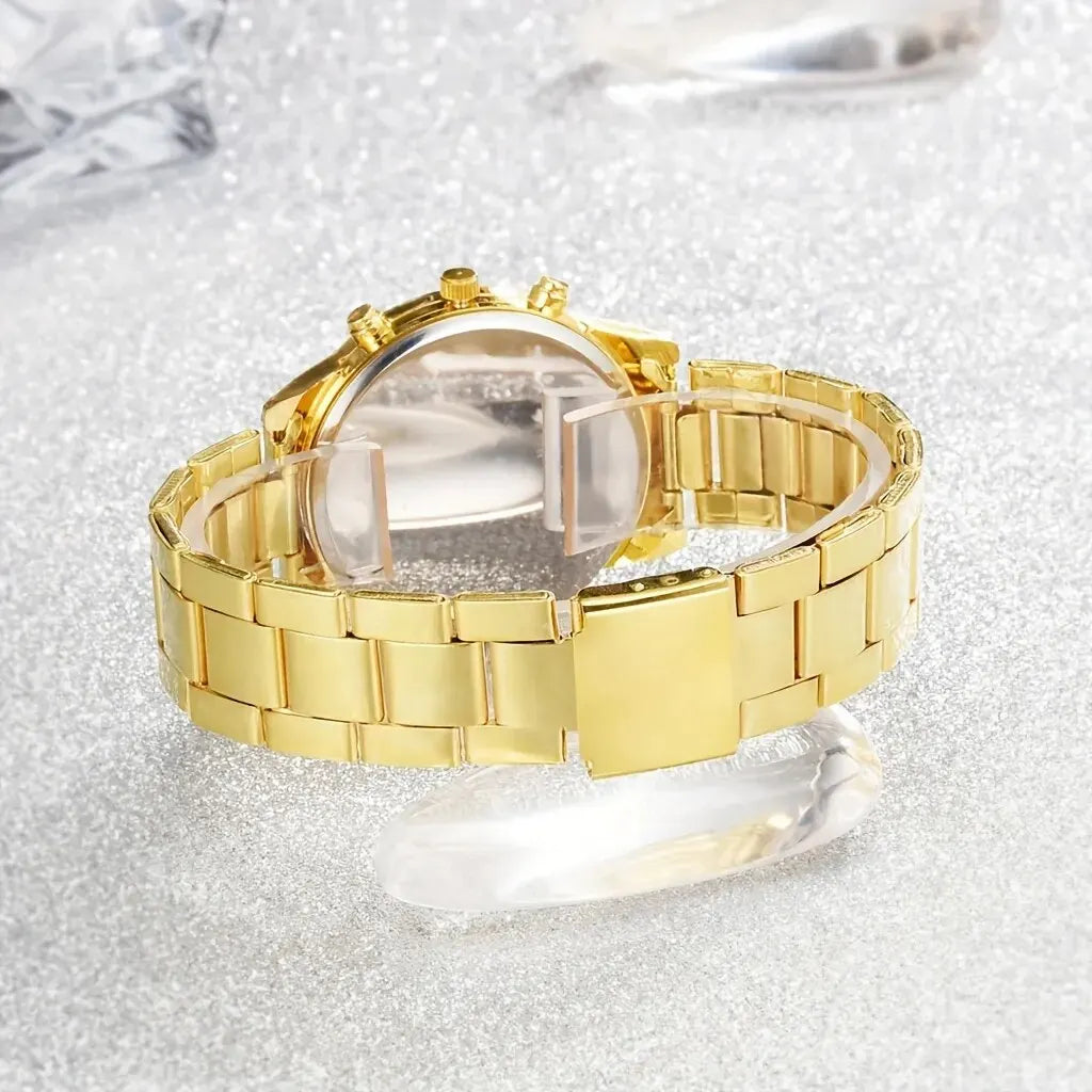Women's Luxury 5 Pcs Gold Rhinestone Watch Set
