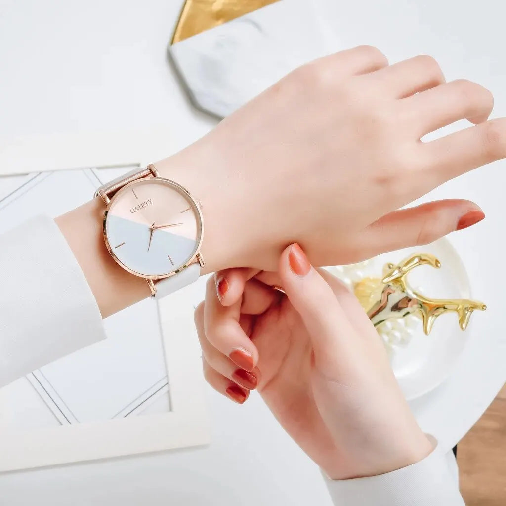 Women Watch Set - Colourful PU Leather Alloy Watch