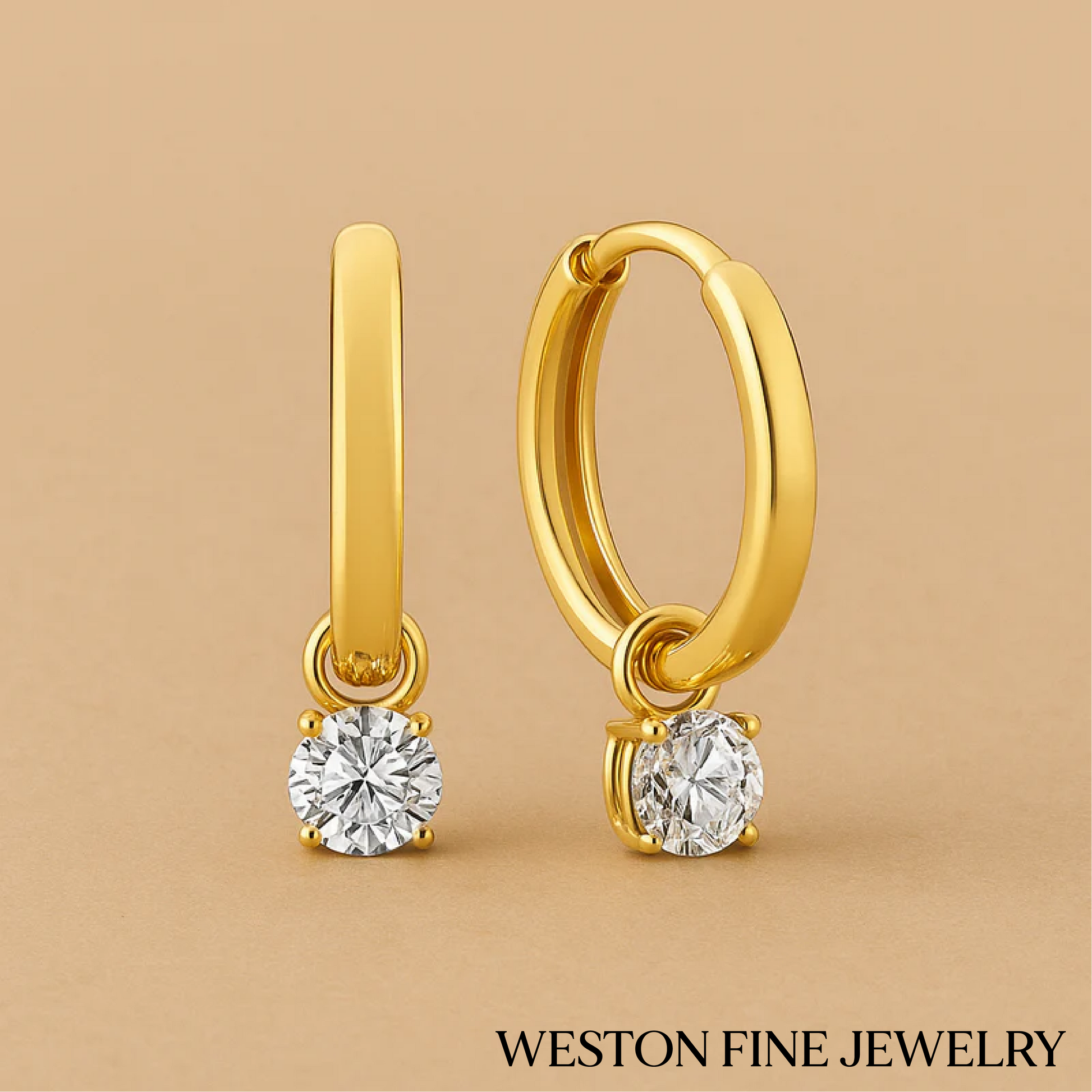 Larmes de Lune Stone Hoop Earrings | 14k Gold Finish